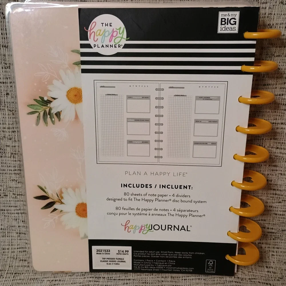 Happy Planner Pressed Florals Classic Inspiration Guided Journal 80 Sheets New